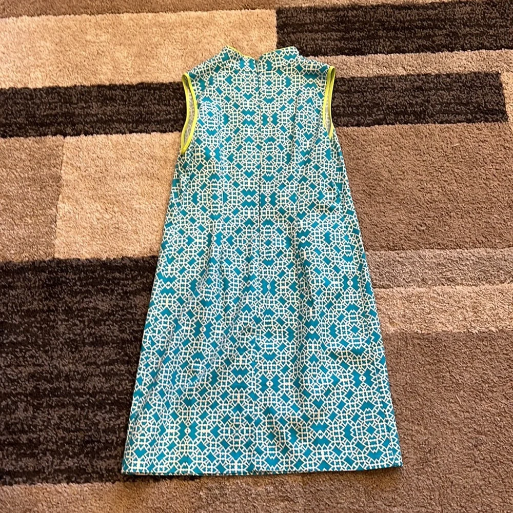 Eliza J Woman's Bright Blue and White Retro Geometric Sleeveless Dress. Sz: 6 - Picture 6 of 6